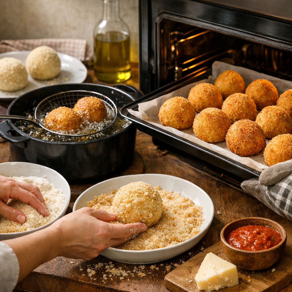 Come preparare gli arancini di Sicilia: panatura, fritto o forno